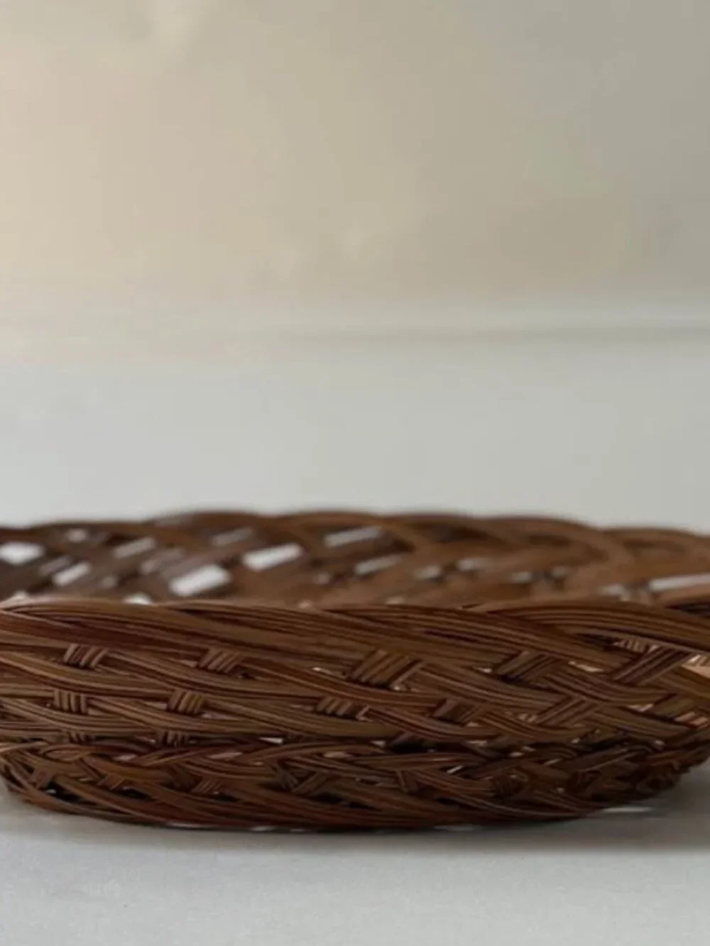 Set of Three 1970s Hand-Woven Rattan Baskets